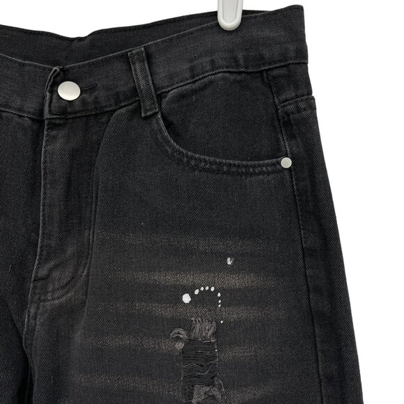 Fashion Jeans Women's Distressed Splatter High Rise Raw Hem Jeans Size M (29x29) - Picture 5 of 10